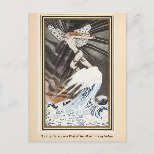De noordwind gaat over het zee Kay Nielsen Briefkaart (Voorkant)