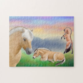 De Noorse paarden van de Fjord Puzzle Legpuzzel