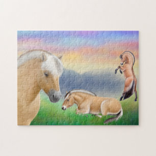 De Noorse paarden van de Fjord Puzzle Legpuzzel