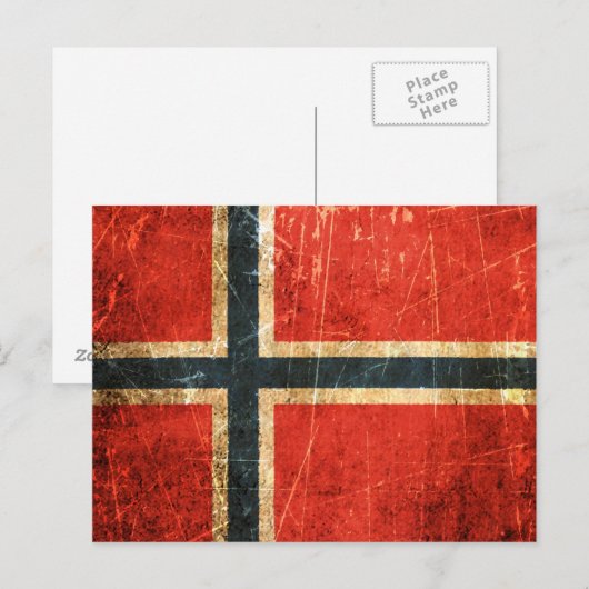 De Noorse vlag van Scratched en Worn Briefkaart (Voorkant / Achterkant)
