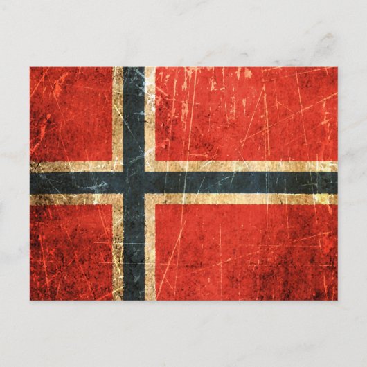 De Noorse vlag van Scratched en Worn Briefkaart (Voorkant)