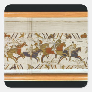 De Normandische cavalerie valt de Engelsen aan Vierkante Sticker