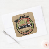 De North Pole Sleigh Express levering Kerstmis Vierkante Sticker (Envelop)
