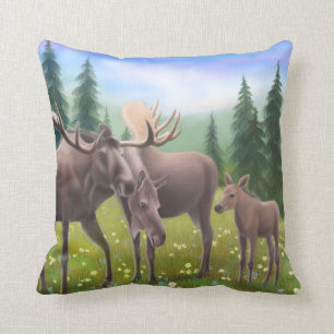 De Northern Moose Family Pillow Kussen