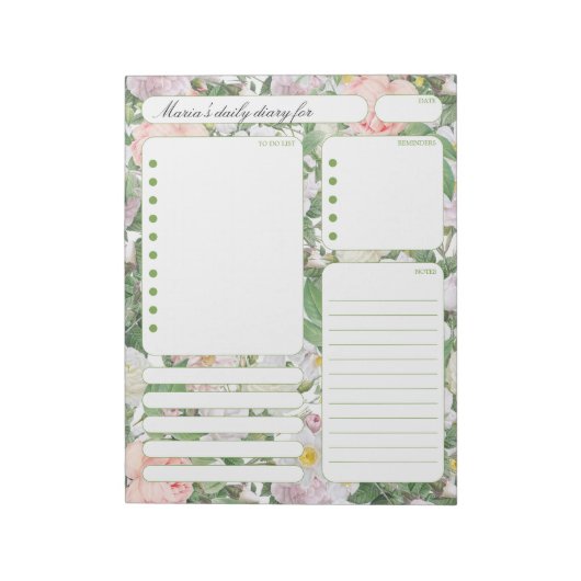 De  Nota's van de Planner van Rozen Dagelijkse en  Notitieblok (Linkerzijde)