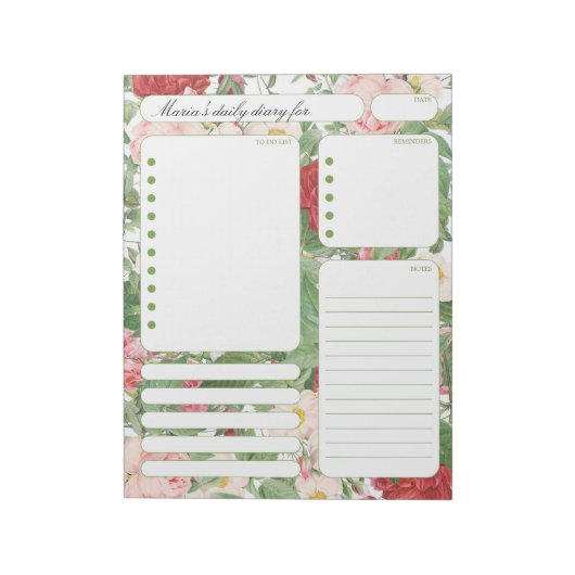 De Nota's van de Planner van Rozen Dagelijkse en Notitieblok (Linkerzijde)
