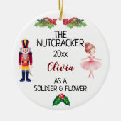 DE Notenkraker & Ballerina met aangepaste naam & t Keramisch Ornament (Voorkant)