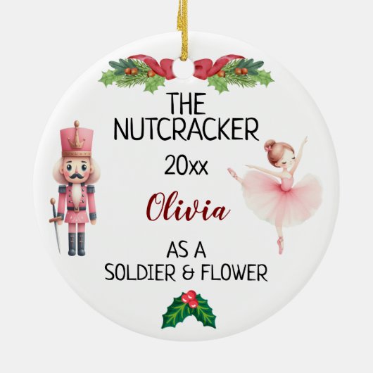 De Notenkraker & Ballerina met aangepaste naam & t Keramisch Ornament (Achterkant)