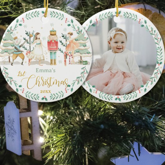 De Notenkraker Ballet Baby 1e Kerstfoto Keramisch Ornament