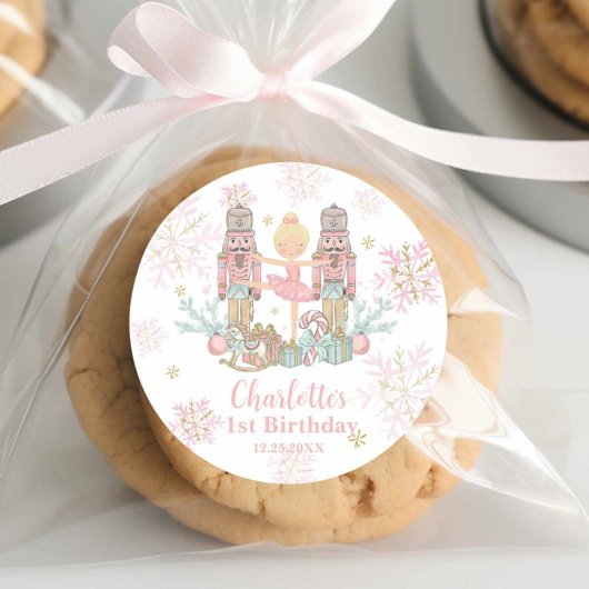 De Notenkraker Ballet Blush Roze 1e Verjaardag Ronde Sticker