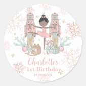 De Notenkraker Ballet Blush Roze 1e Verjaardag Ronde Sticker (Voorkant)