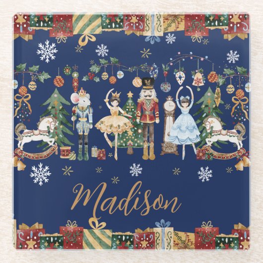 De notenkraker  Ballet Feestelijke Kerst Glazen Onderzetter (Voorkant)