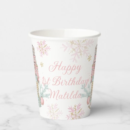 De Notenkraker Ballet Pastel Blush Roze Kerstmis Papieren Bekers (Links)