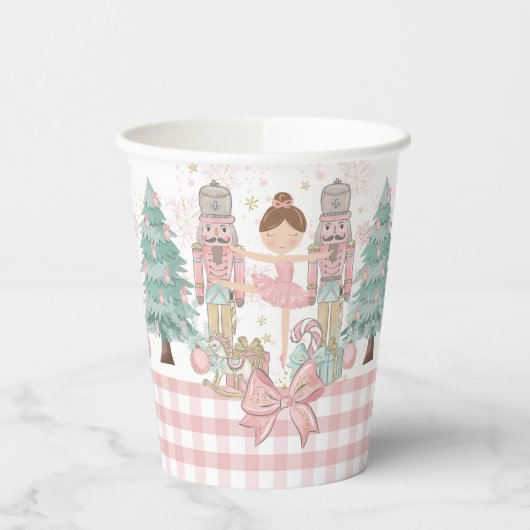 De Notenkraker Ballet Pastel Blush Roze Kerstmis Papieren Bekers (Links)