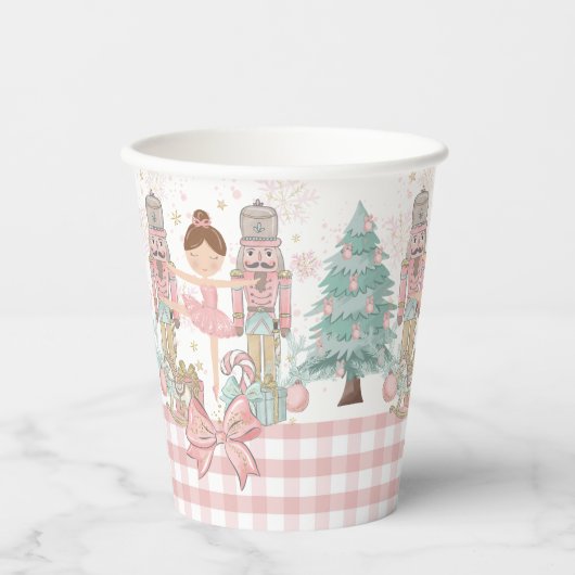 De Notenkraker Ballet Pastel Blush Roze Kerstmis Papieren Bekers (Voorkant)
