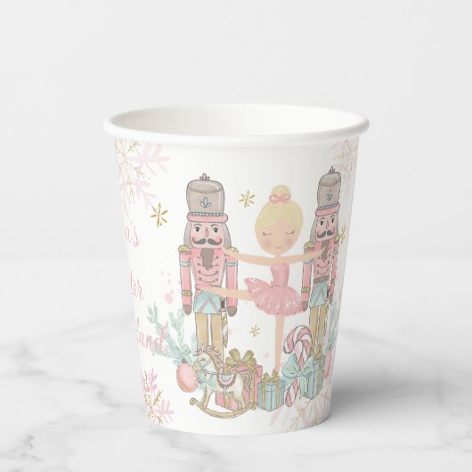 De Notenkraker Ballet Pastel Blush Roze Kerstmis Papieren Bekers (Achterkant)