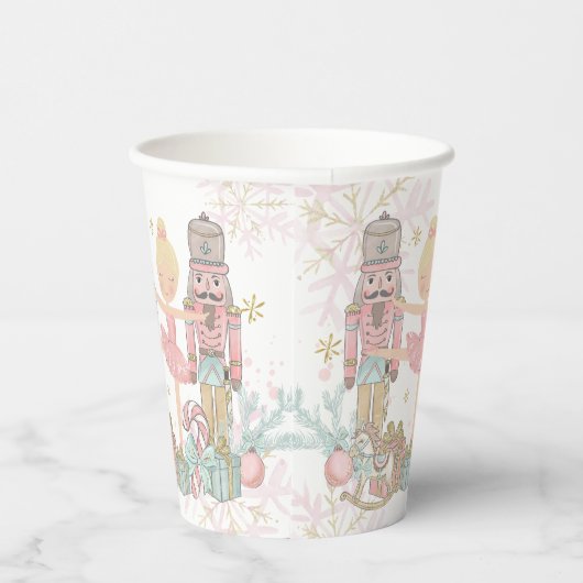 De Notenkraker Ballet Pastel Blush Roze Kerstmis Papieren Bekers (Rechts)
