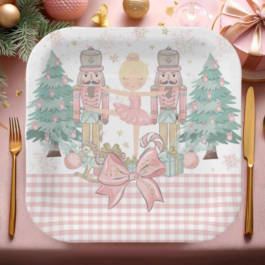 De Notenkraker Ballet Pastel Blush Roze Kerstmis Papieren Bordje