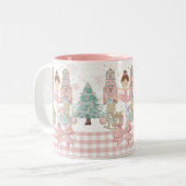 De Notenkraker Ballet Pastel Blush Roze Kerstmis Tweekleurige Koffiemok (Voorkant links)