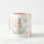 De Notenkraker Ballet Pastel Blush Roze Kerstmis Tweekleurige Koffiemok (Voorkant links)