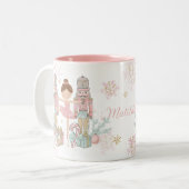 De Notenkraker Ballet Pastel Blush Roze Kerstmis Tweekleurige Koffiemok (Voorkant links)