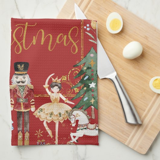  De Notenkraker Feestelijk Vrolijk Kerstfeest Theedoek (Quarter Fold)