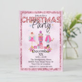 De Notenkraker Kerst Waterverf Roze Glitters Kaart (Staand voorkant)