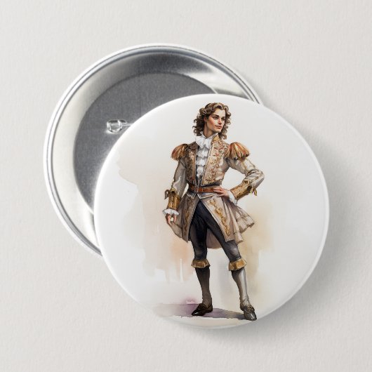DE NOTENKRAKER PRINS CAVALIER RONDE BUTTON 7,6 CM (Voorkant /achterkant)