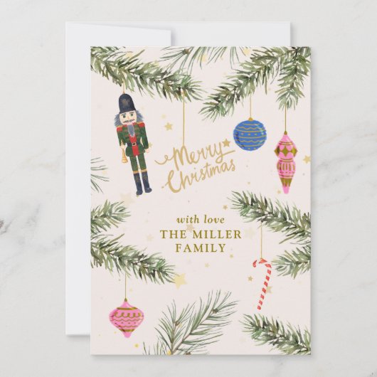 De notenkraker, roze feestdagenkaart (Voorkant)