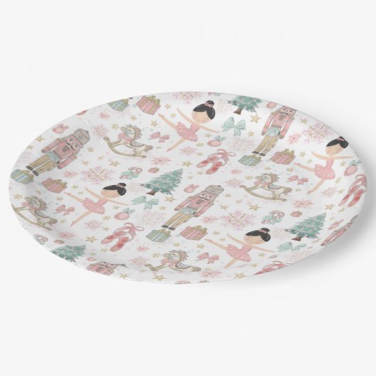 De notenkraker roze kerstballet 1e verjaardag papieren bordje (Gekanteld)