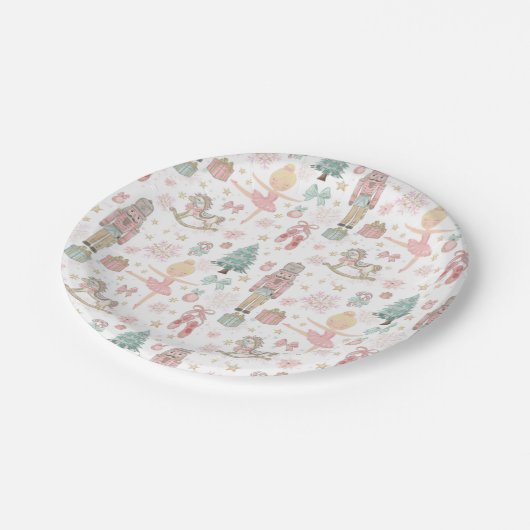 De notenkraker roze kerstballet 1e verjaardag papieren bordje (Gekanteld)