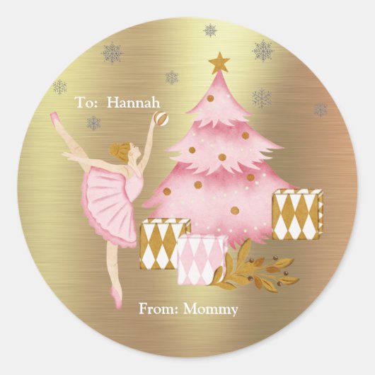 De Notenkraker Suite Danser en Kerstboom Ronde Sticker (Voorkant)