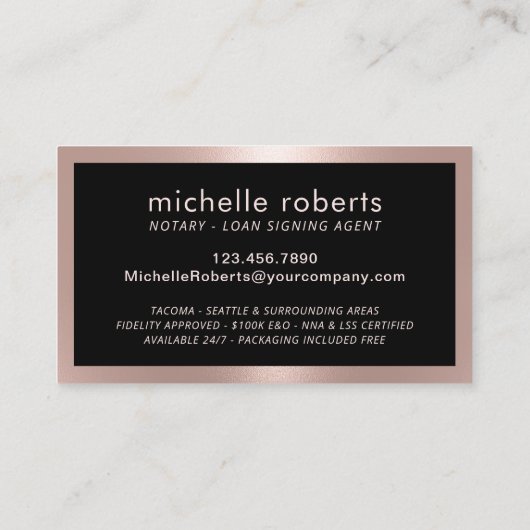 De notionele Ondertekeningsagent van de Lening Mod Visitekaartje (Achterkant)