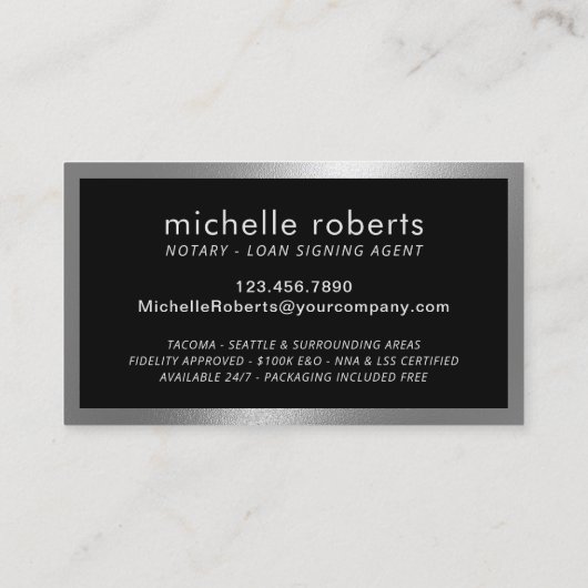 De notionele Ondertekeningsagent van de Lening Mod Visitekaartje (Achterkant)
