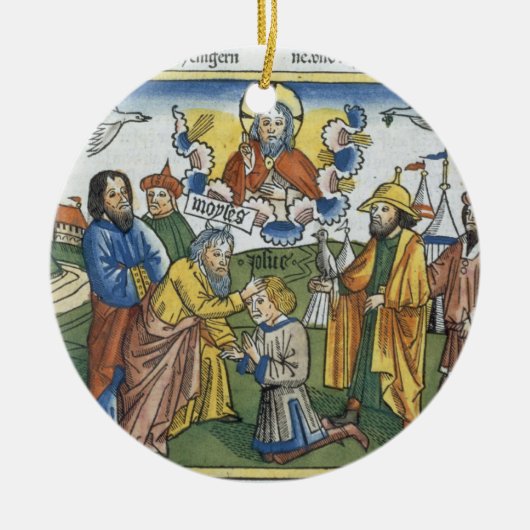 De nummers 27 18-23 Moses leggen zijn hand op Josh Keramisch Ornament (Voorkant)