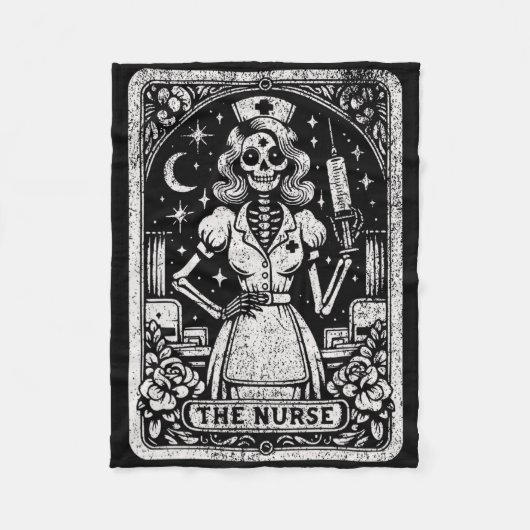 De Nurse Skeleton Tarot Kaart Funny Nursing Nurse Fleece Deken (Voorkant)