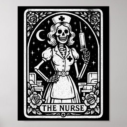 De Nurse Skeleton Tarot Kaart Funny Nursing RN LPN Poster (Voorkant)