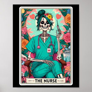 De Nurse Tarot Kaart Funny Skeleton Nurse Witchy M Poster