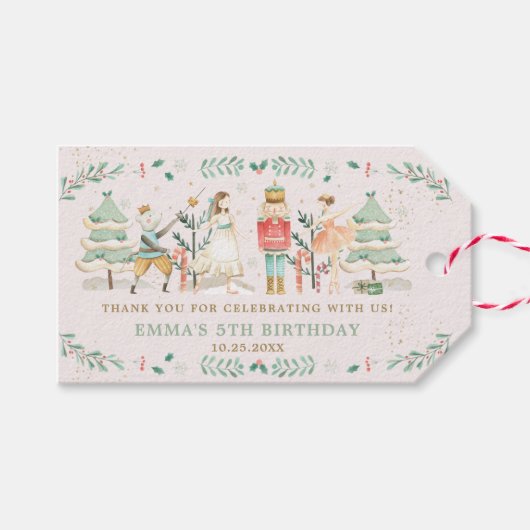 De Nutcracker Ballet Kerstfeest Dag Dank u Cadeaulabel (Voorkant (Horizontaal))