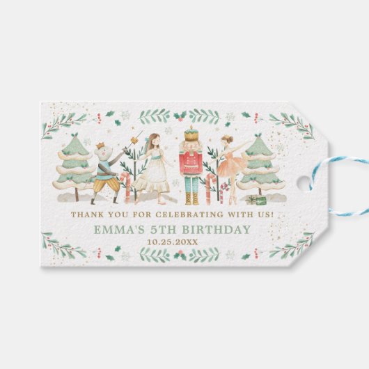 De Nutcracker Ballet Kerstfeest Dag Dank u Cadeaulabel (Voorkant (Horizontaal))