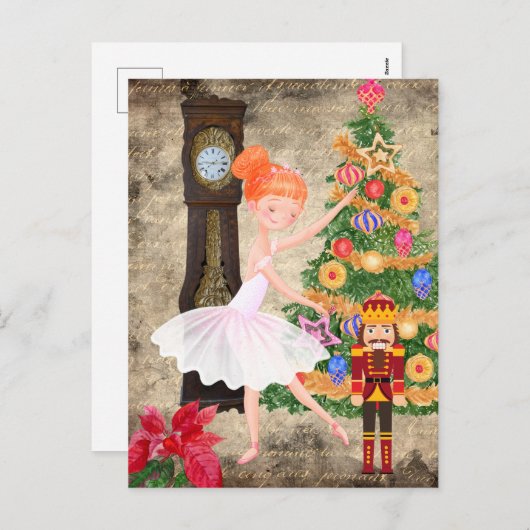De Nutcracker Clara Act I kerstavond Feestdagenkaart (Voorkant / Achterkant)
