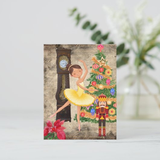 De Nutcracker Clara Act I Kersteve Holiday Feestdagenkaart (Staand voorkant)