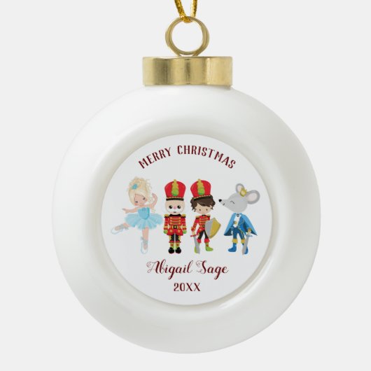 De Nutcracker, Clara, Muiskoning Kerstmis Keramische Bal Ornament (Voorkant)