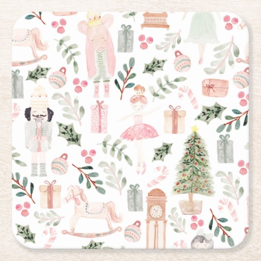 De Nutcracker Holiday Waterverf Kartonnen Onderzetters (Voorkant)