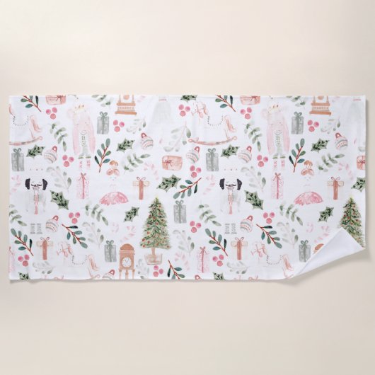 De Nutcracker Holiday Waterverf Strandlaken (Voorkant)