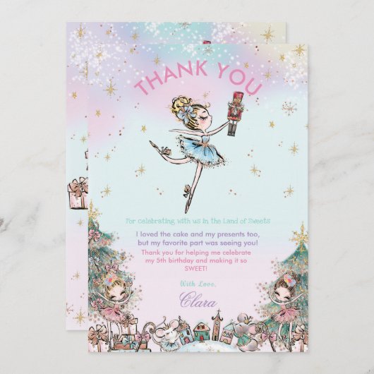 De Nutcracker Sugar Plum Fairy Birthday Bedankkaart (Voorkant / Achterkant)
