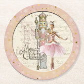 De Nutcracker Suite - Ballerina & Nutkraker Pink Ronde Kartonnen Onderzetter (Voorkant)