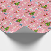 De Nutcracker tekent roze Kerstmis in de winter Cadeaupapier (Hoek)