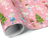 De Nutcracker tekent roze Kerstmis in de winter Cadeaupapier (Rol Hoek)