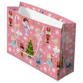 De Nutcracker tekent roze Kerstmis in de winter Groot Cadeauzakje (Voorkant Gekanteld)